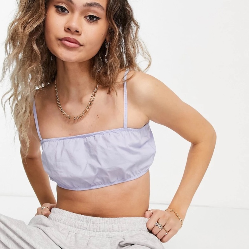 NWOT ASOS/Weekday Lilac Louise Organic Cotton Crop Top